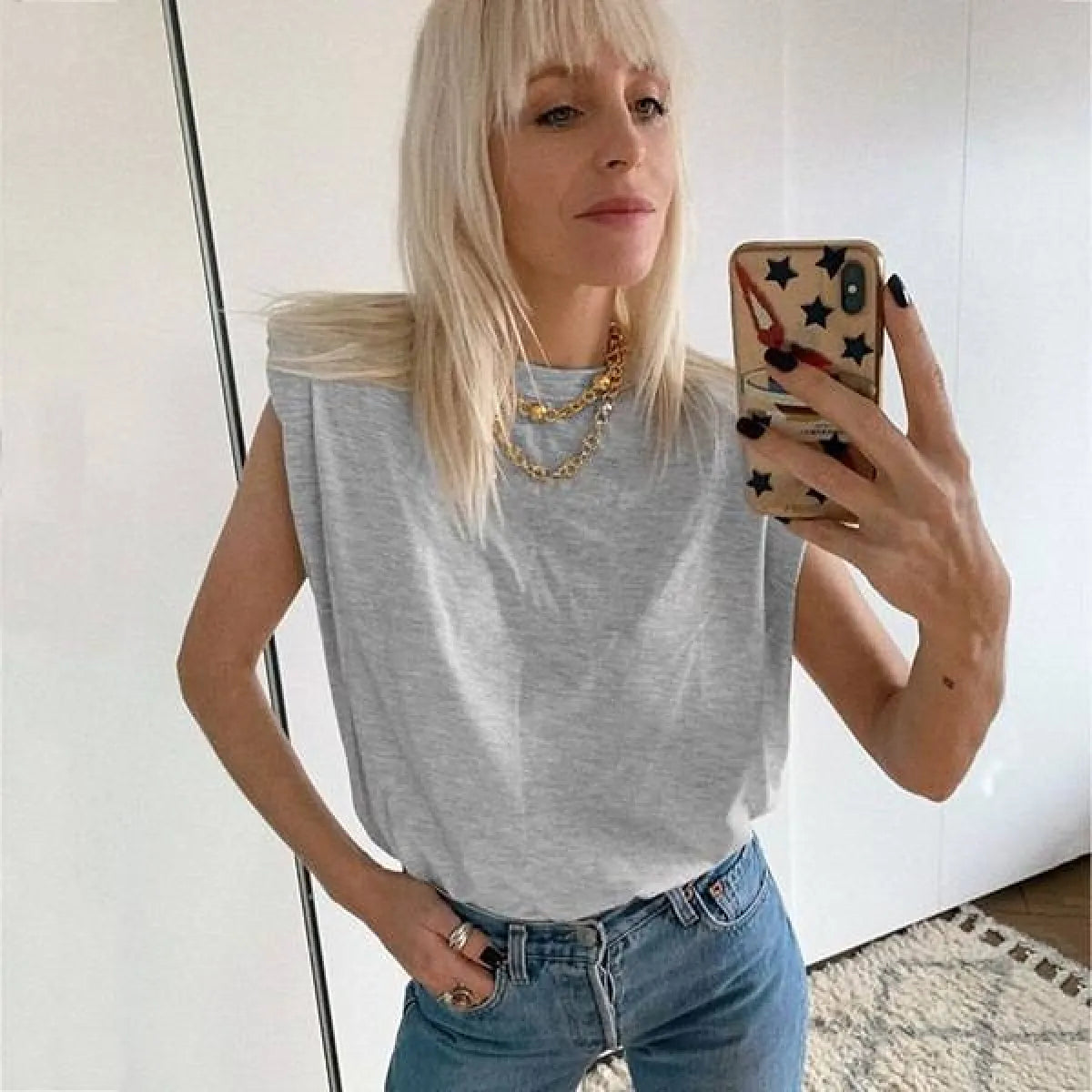 Ladies Padded Shoulder Blouse