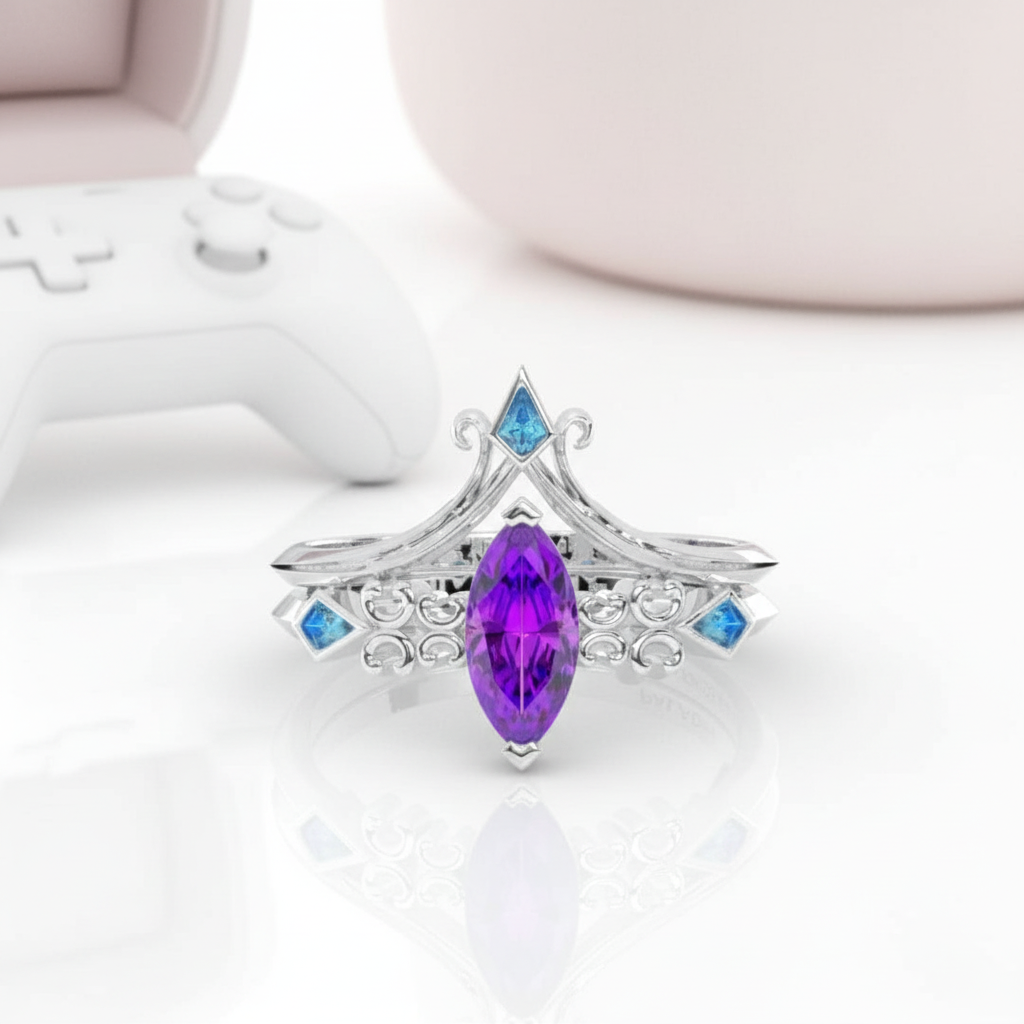 Paladin's 2-piece Ring Set (Women)- 14k Yellow Gold Video Game Inspired Rings