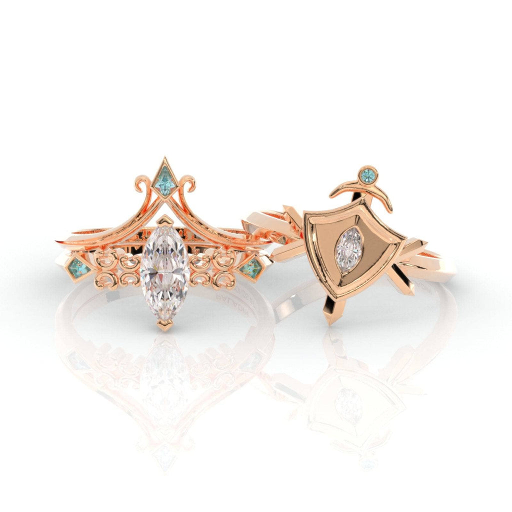 Paladin's 2-piece Ring Set (Women)- 14k Yellow Gold Video Game Inspired Rings