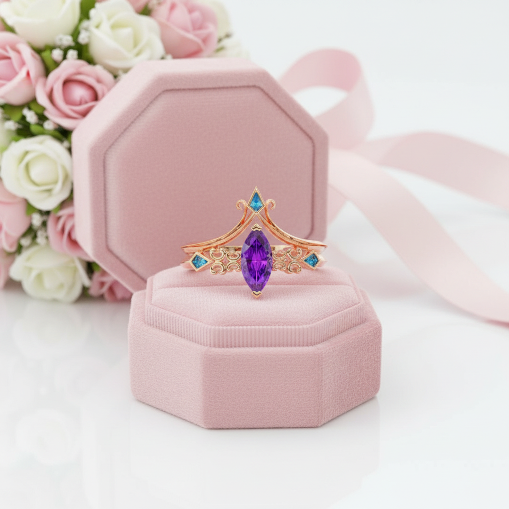 Paladin's 2-piece Ring Set (Women)- 14k Yellow Gold Video Game Inspired Rings