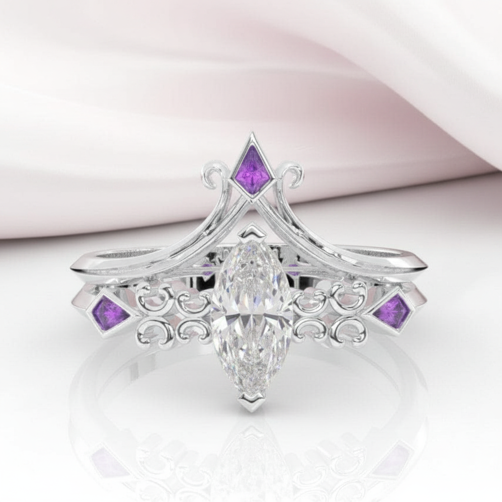 Paladin's 2-piece Ring Set (Women)- 14k Yellow Gold Video Game Inspired Rings