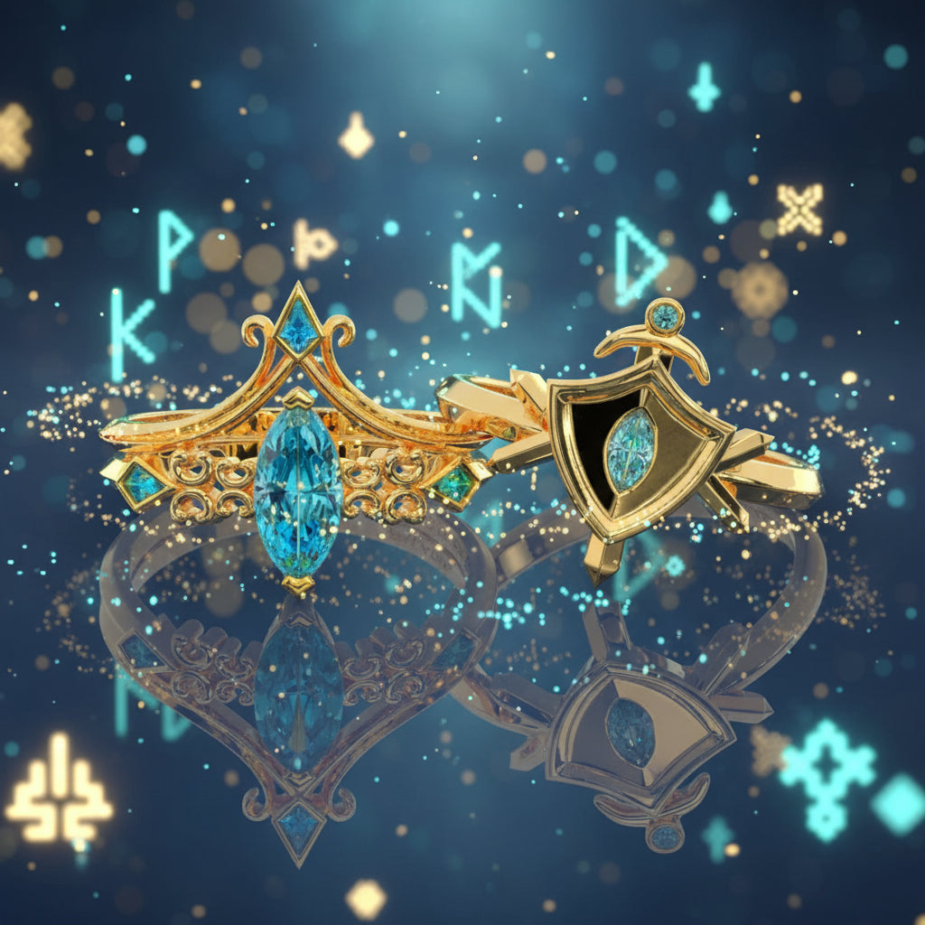 Paladin's Shield Ring (Unisex)- 14k Yellow Gold Video Game Inspired Rings