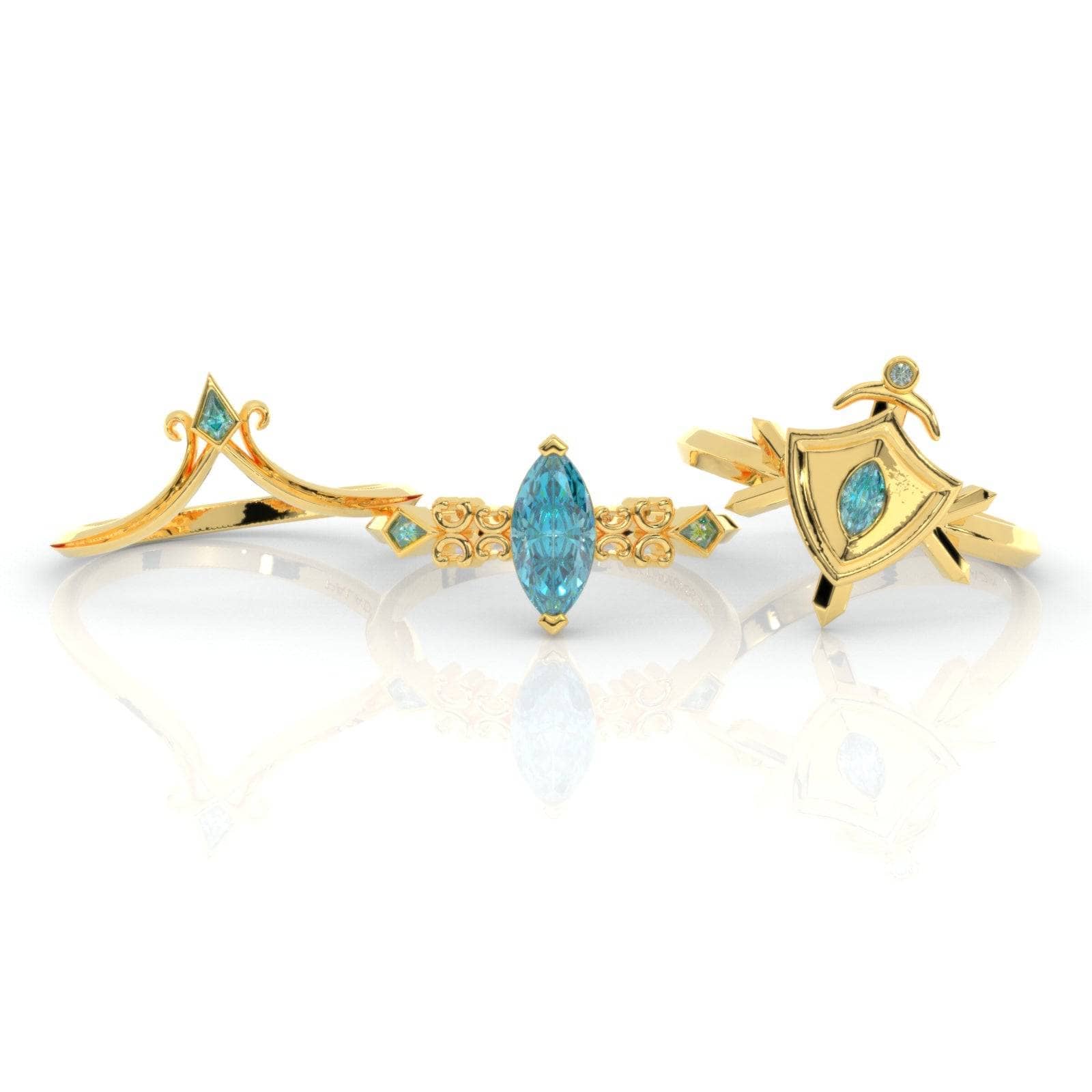 Paladin's Shield Ring (Unisex)- 14k Yellow Gold Video Game Inspired Rings