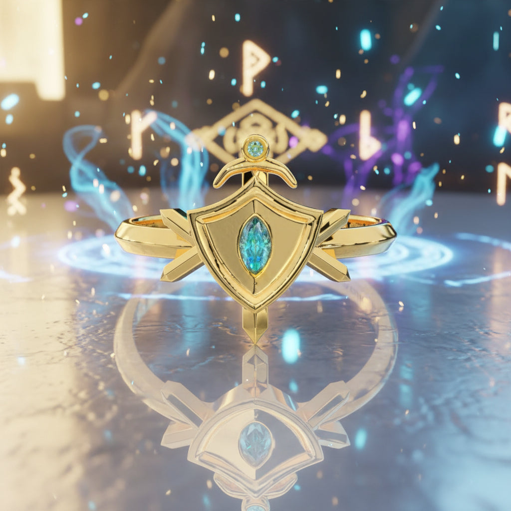 Paladin's Shield Ring (Unisex)- 14k Yellow Gold Video Game Inspired Rings