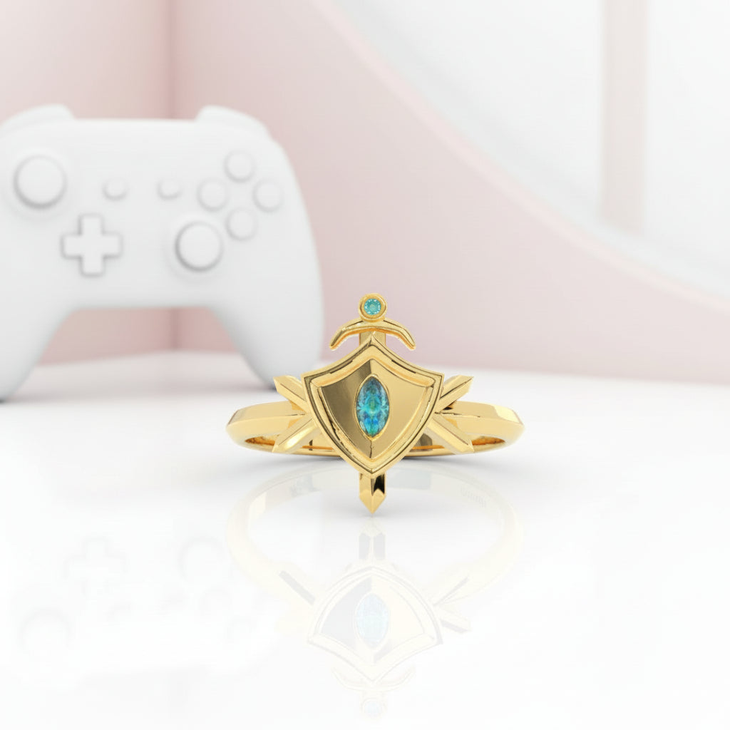 Paladin's 2-piece Ring Set (Women)- 14k Yellow Gold Video Game Inspired Rings
