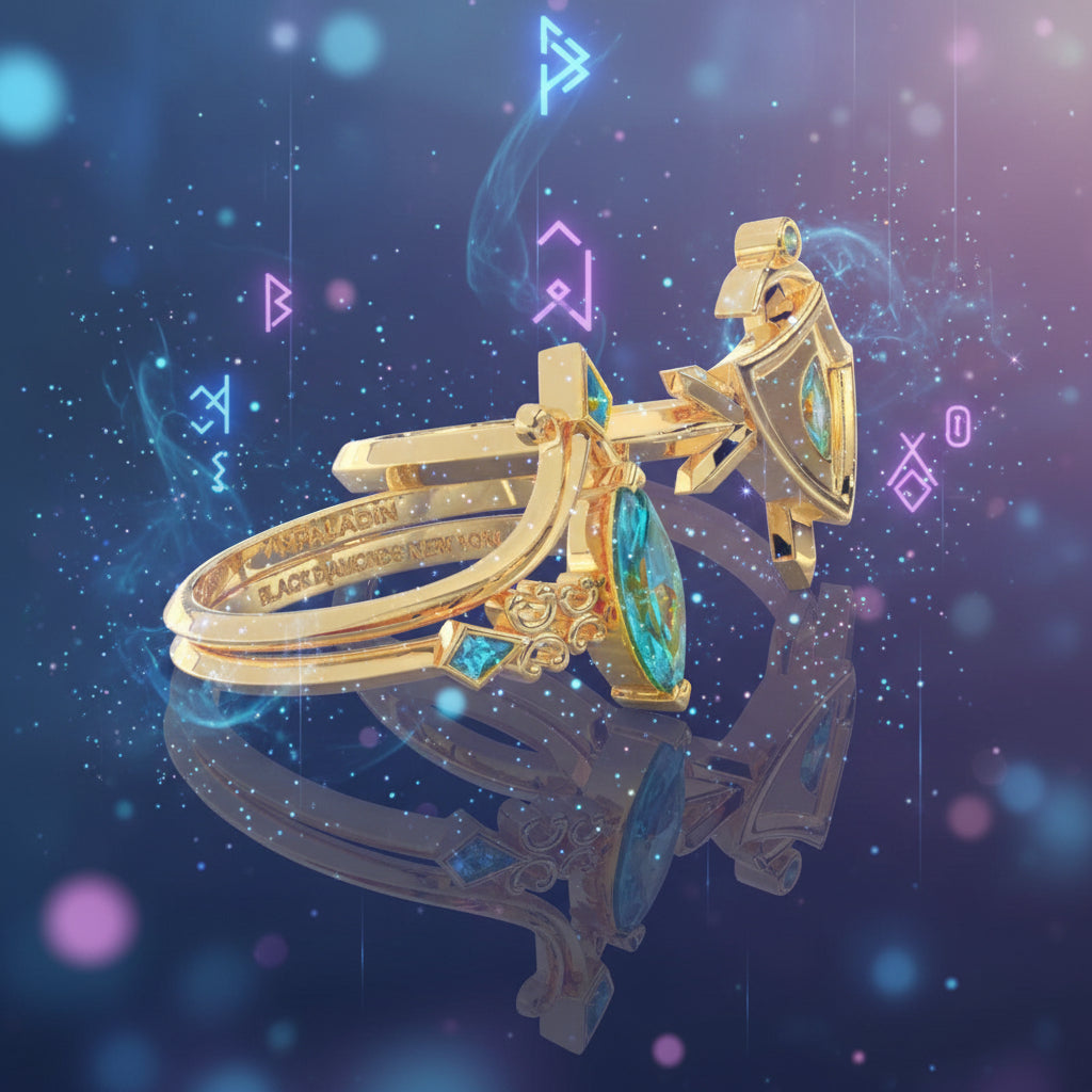 Paladin's Shield Ring (Unisex)- 14k Yellow Gold Video Game Inspired Rings