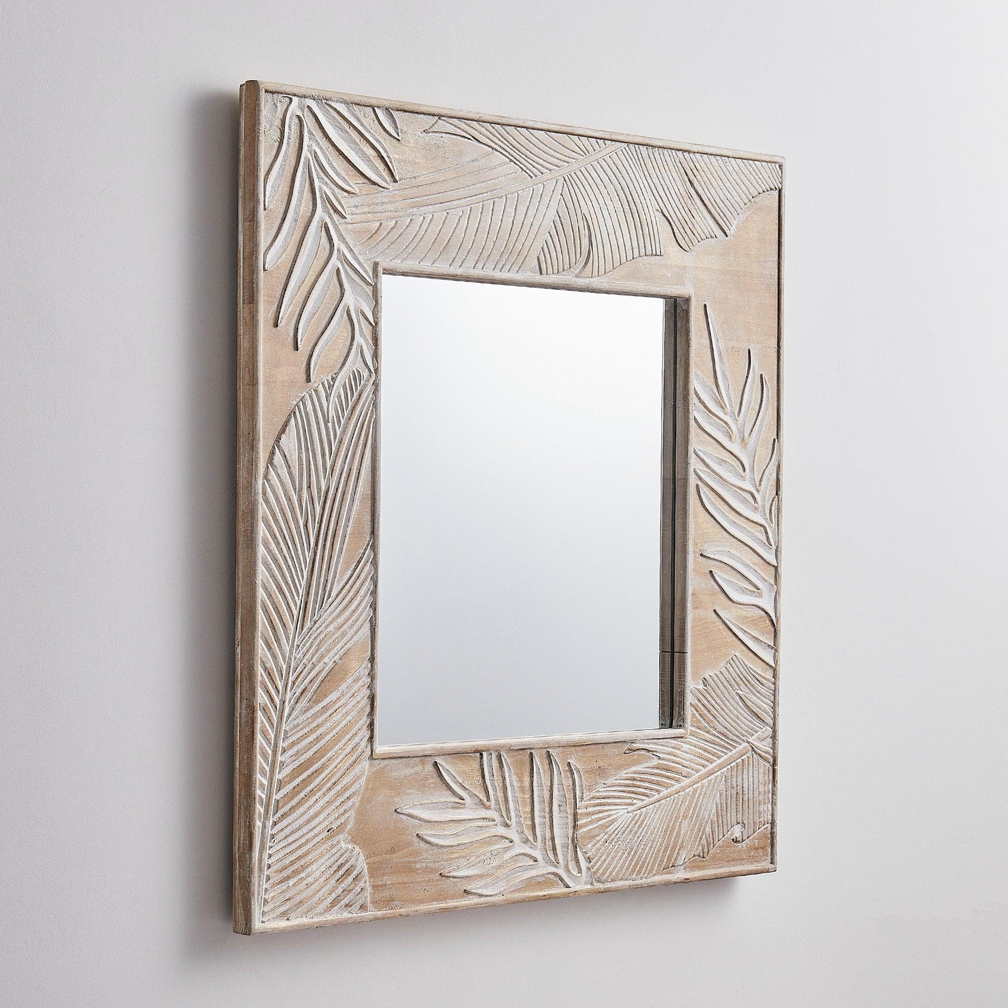 Parrot Uncle Frame for Mirrors Traditional Square Mirror Vintage Wall Decoration with Leaf Pattern