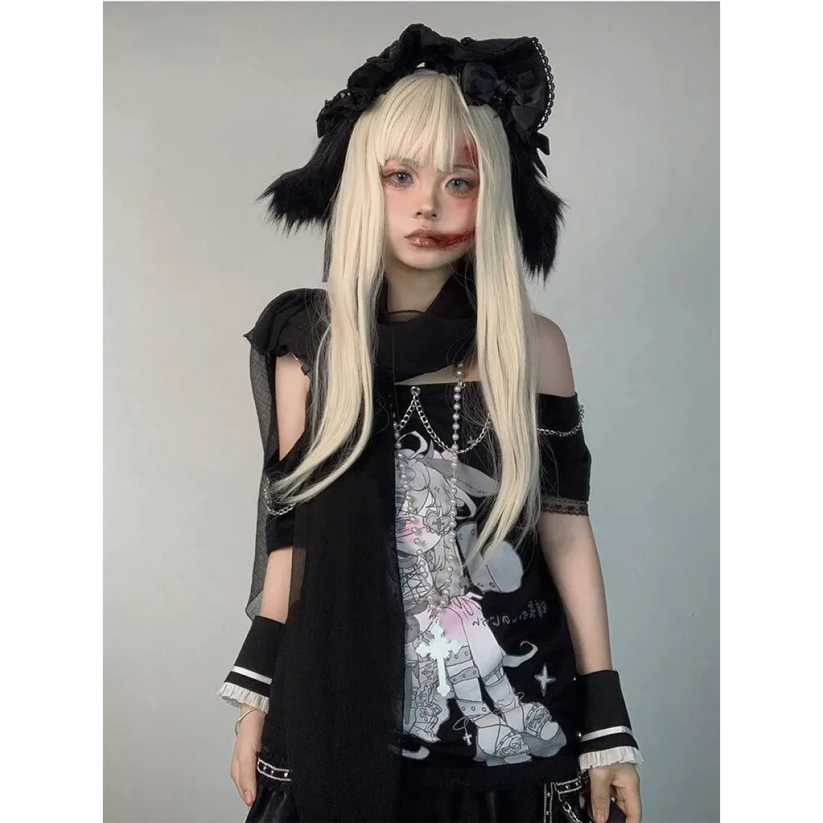 Pastel Menhera Off The Shoulder Tee