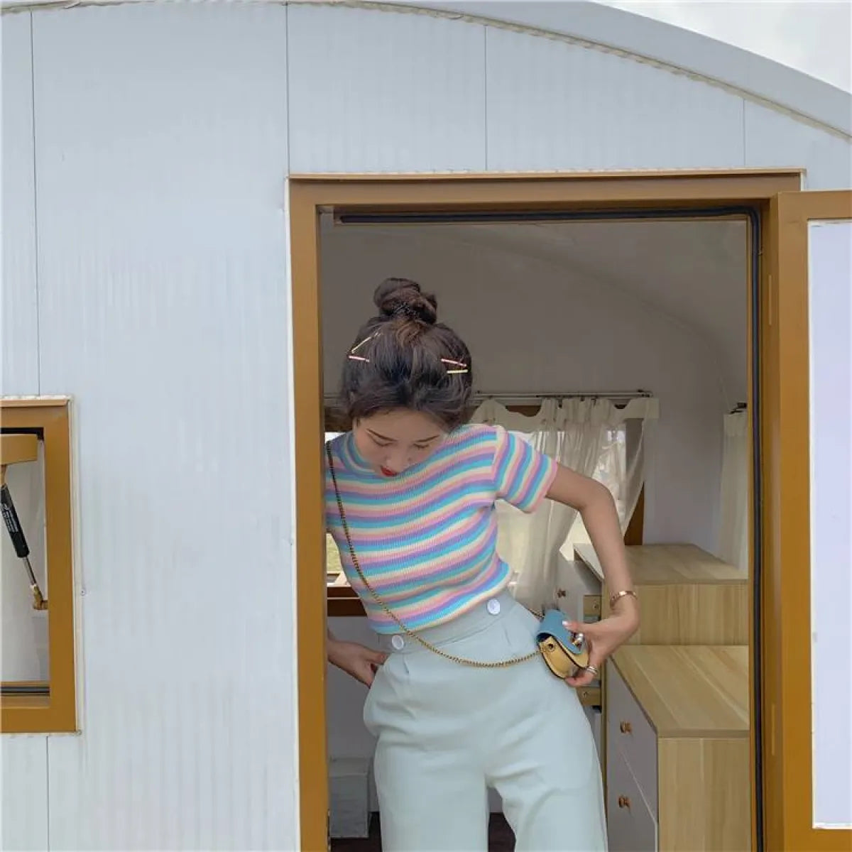 Pastel Striped Crop Top