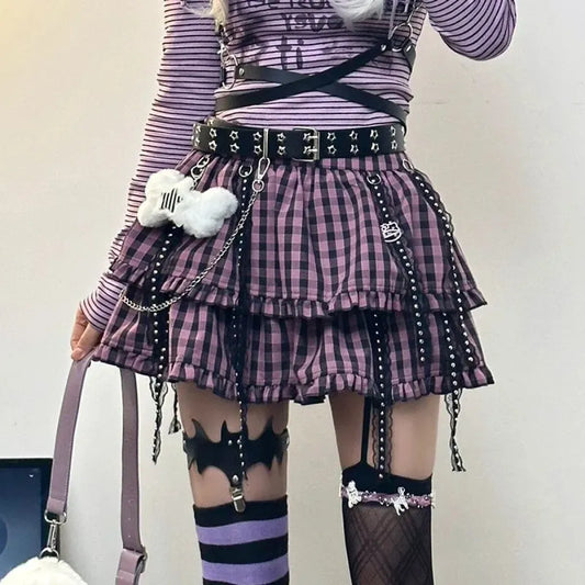 Plaid Layered Skirt – Harajuku Punk Gothic Lolita Style