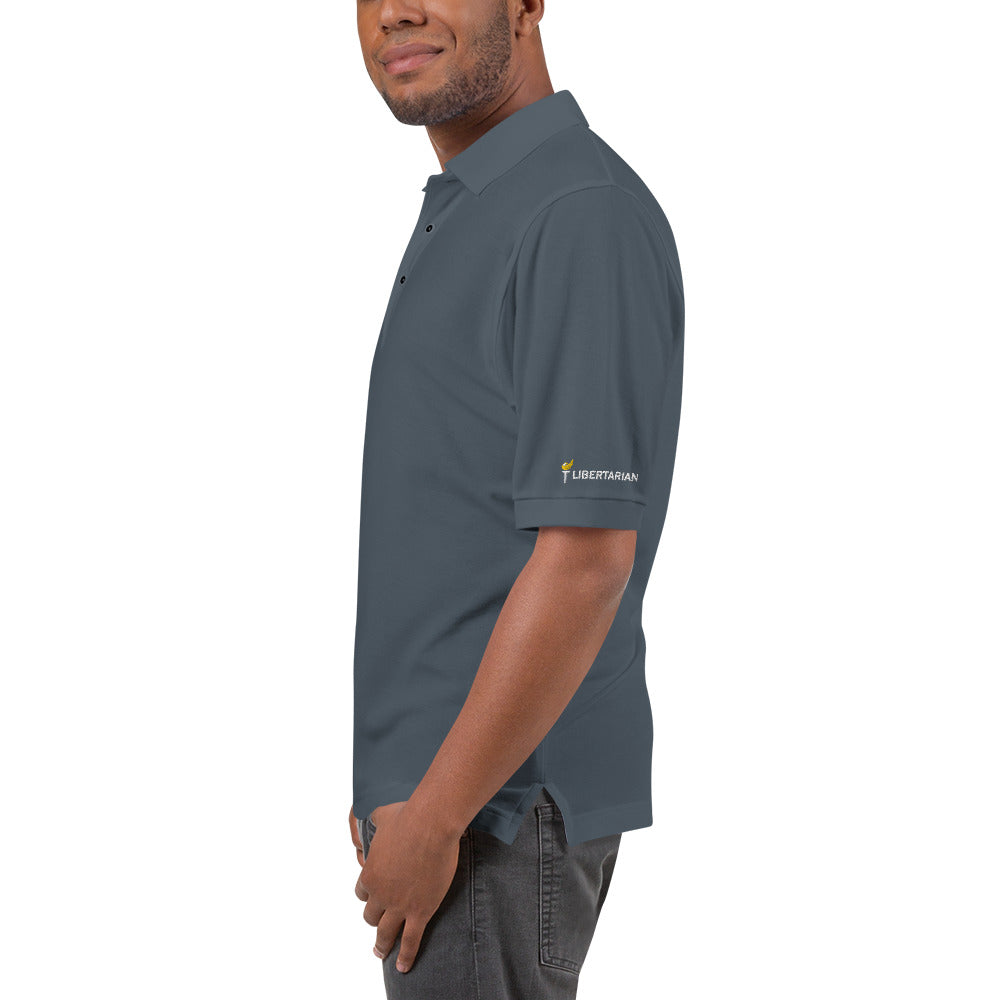 Libertarian Party Torch Men's Premium Polo (Logo on Sleeve)