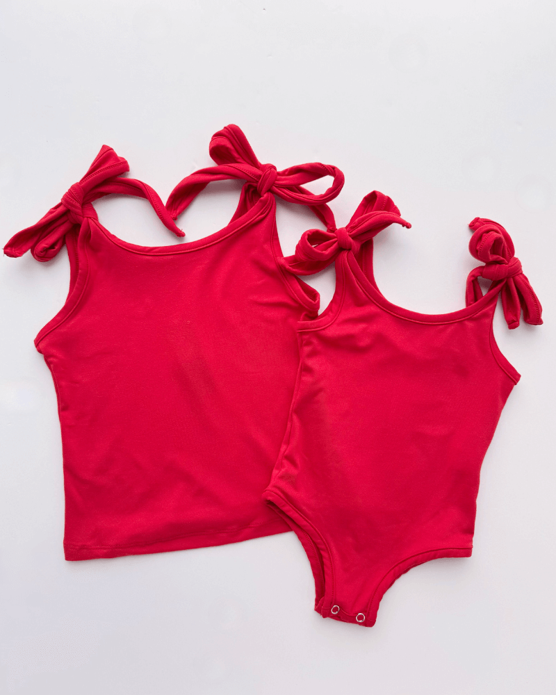 Madden Tie-Shoulder Tank Top & Leotard - Red