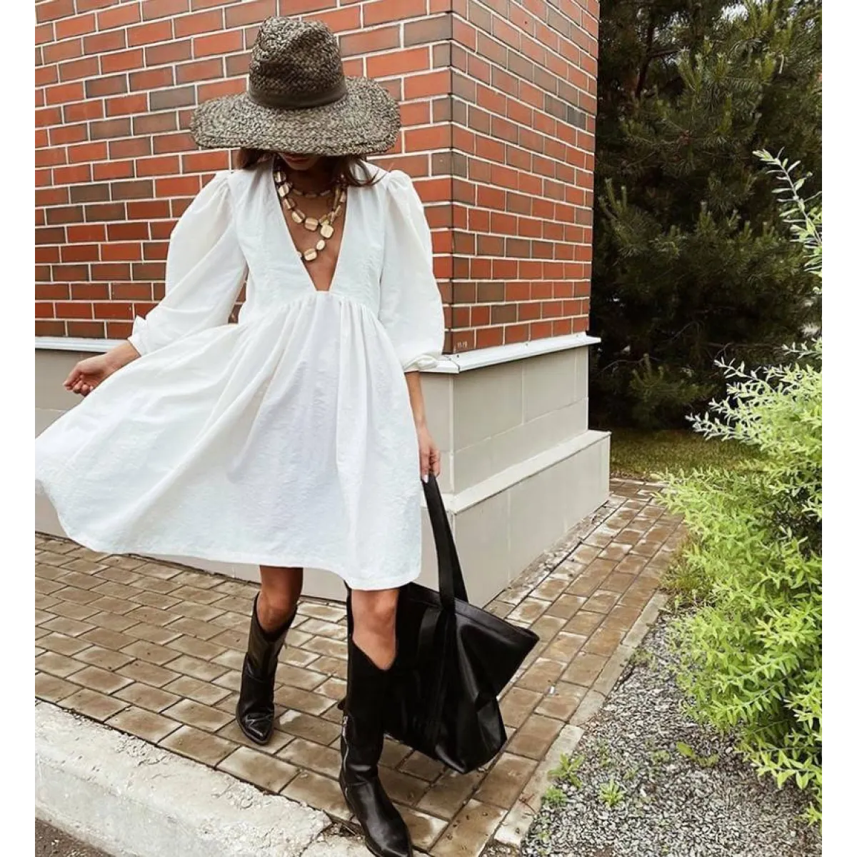 Puff Sleeve Mini Dress