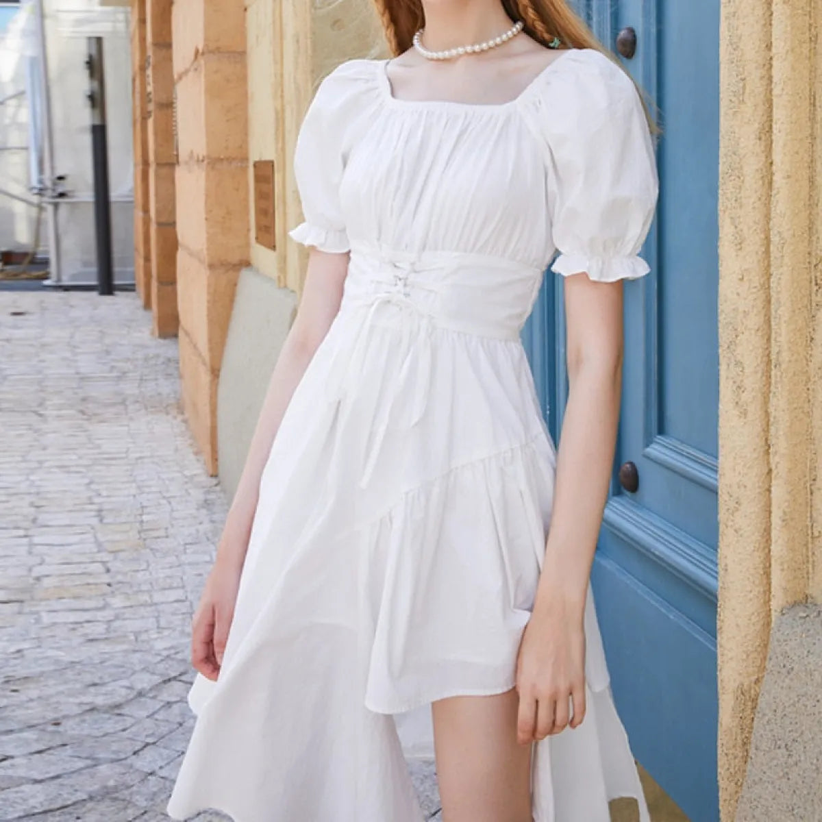 Puff Sleeve White Dress