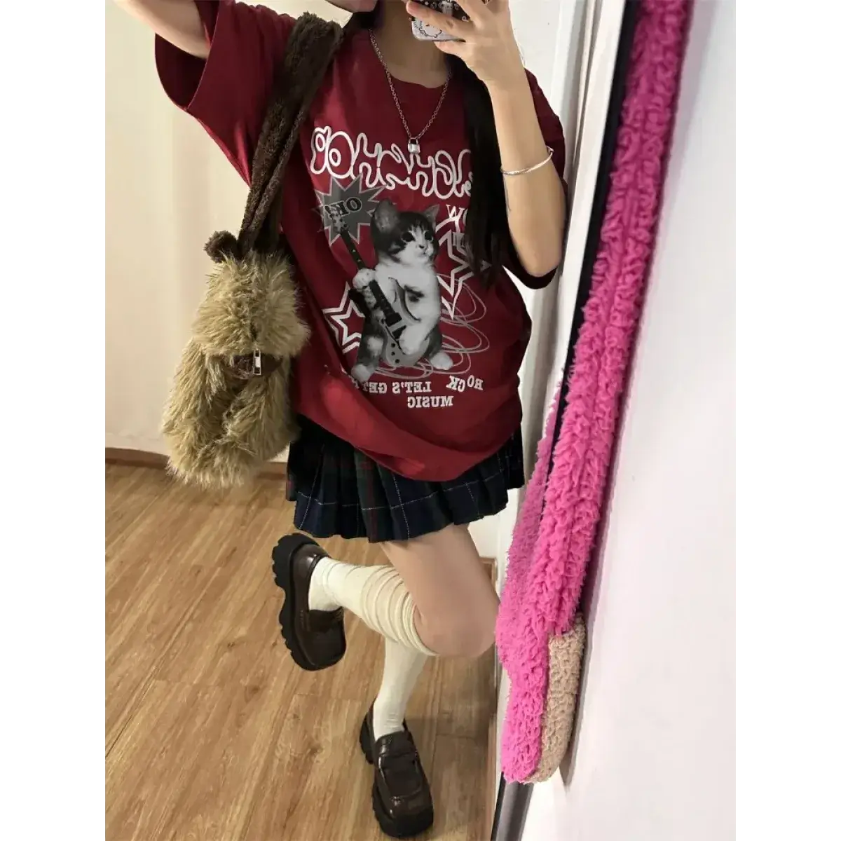 Harajuku Punk Cat Print T-Shirt
