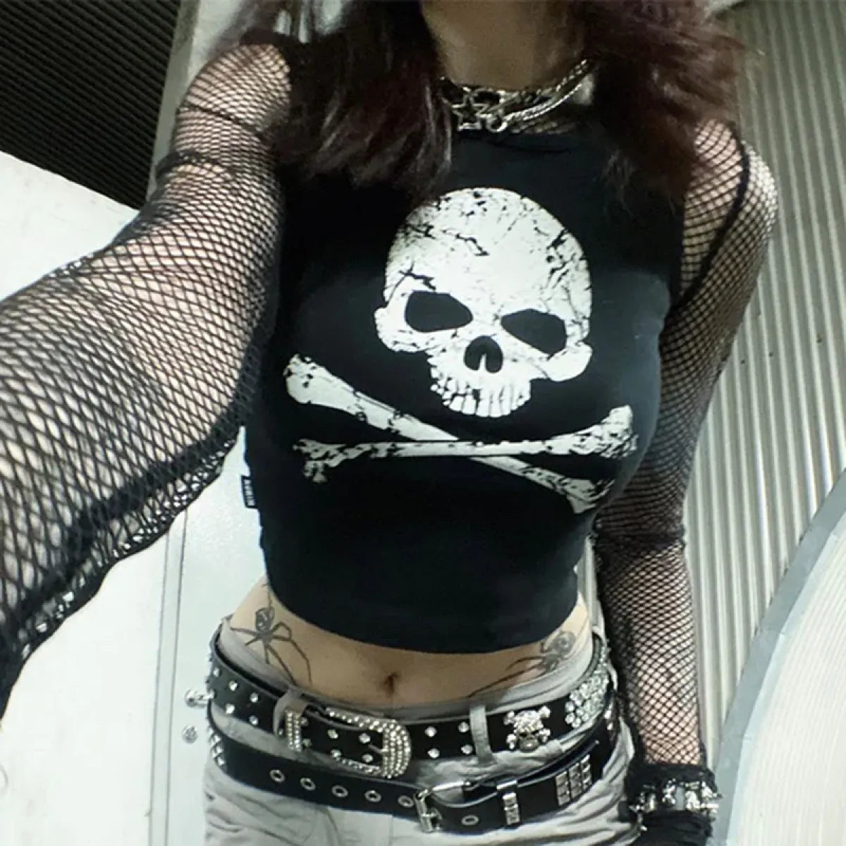 Punk Skull Camisole - Grunge Crop Top
