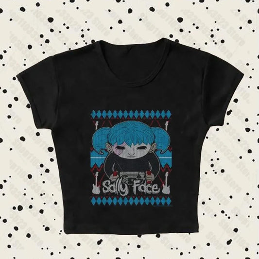 Sadly Face Tee – Retro Harajuku Vibes with Emo Chic