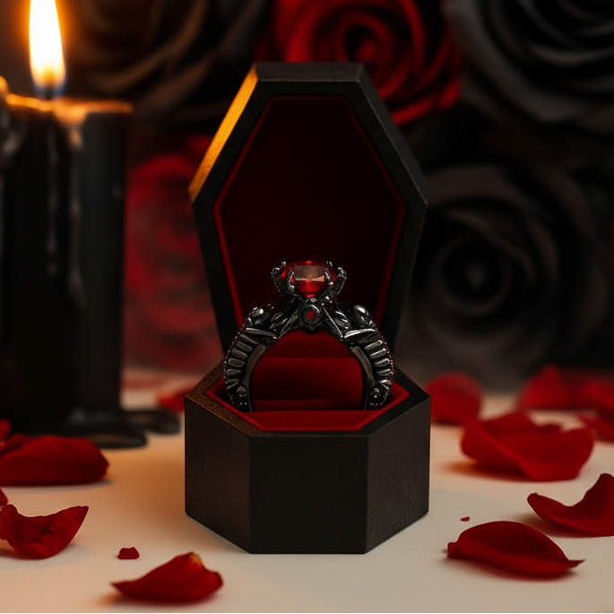 My Ride or Die Promise Ring (Biker Series)- 1.5 Ct Round Cut Diamond Option Gothic Ring