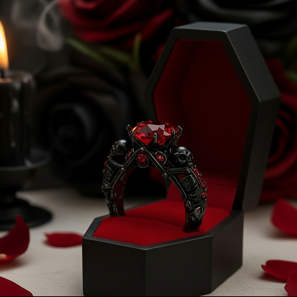 My Ride or Die Promise Ring (Biker Series)- 1.5 Ct Round Cut Diamond Option Gothic Ring