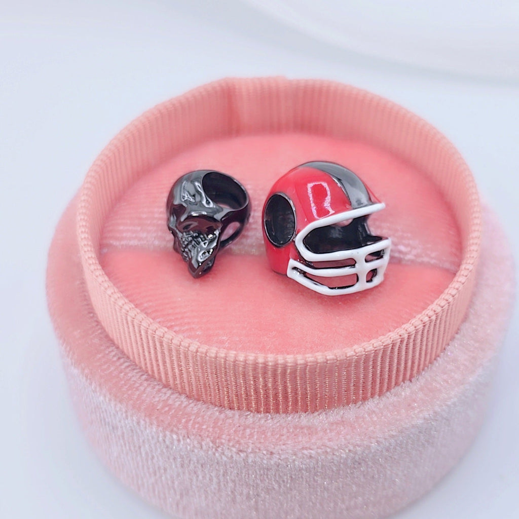 Black Skull and Helmet Gothic DIY Charm