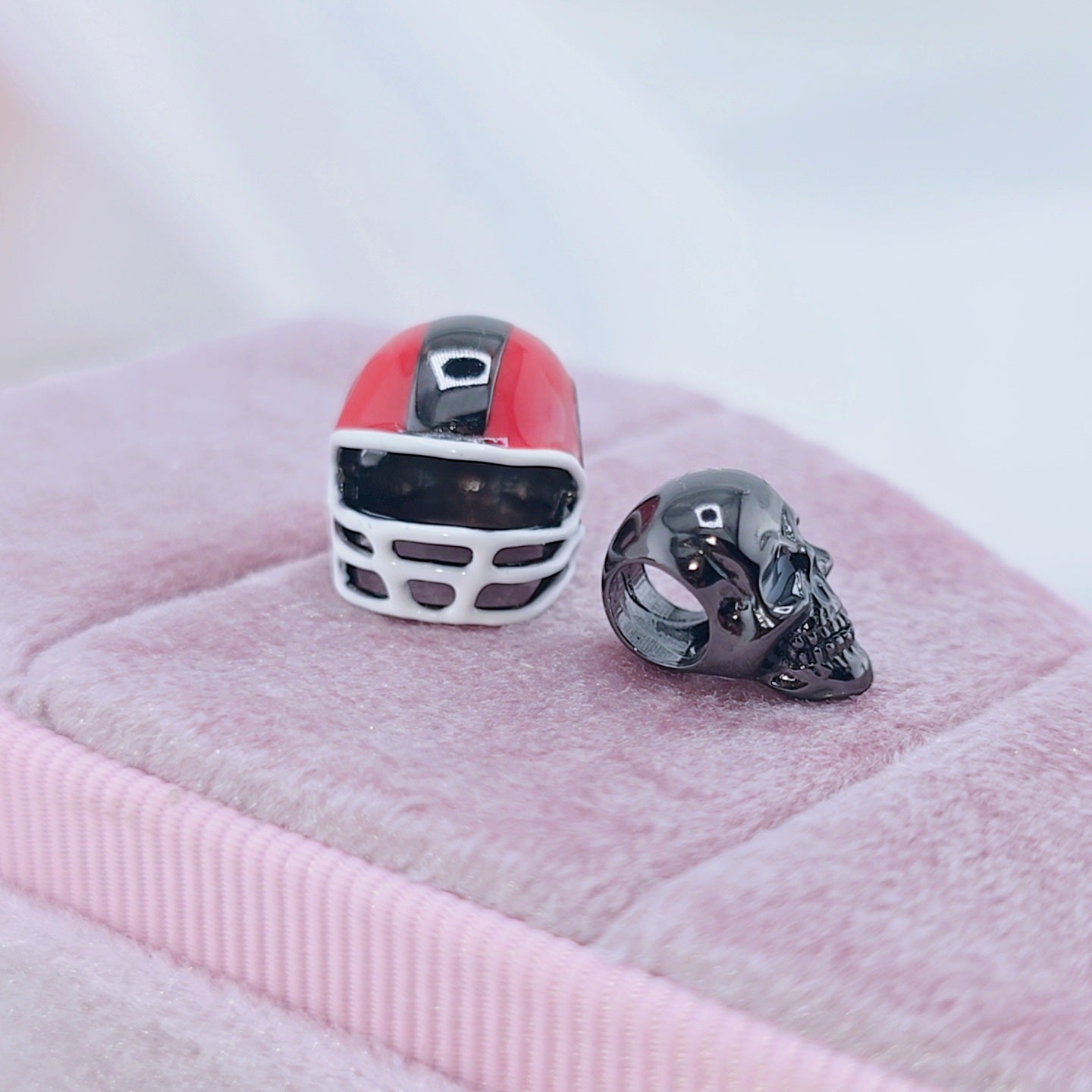 Black Skull and Helmet Gothic DIY Charm