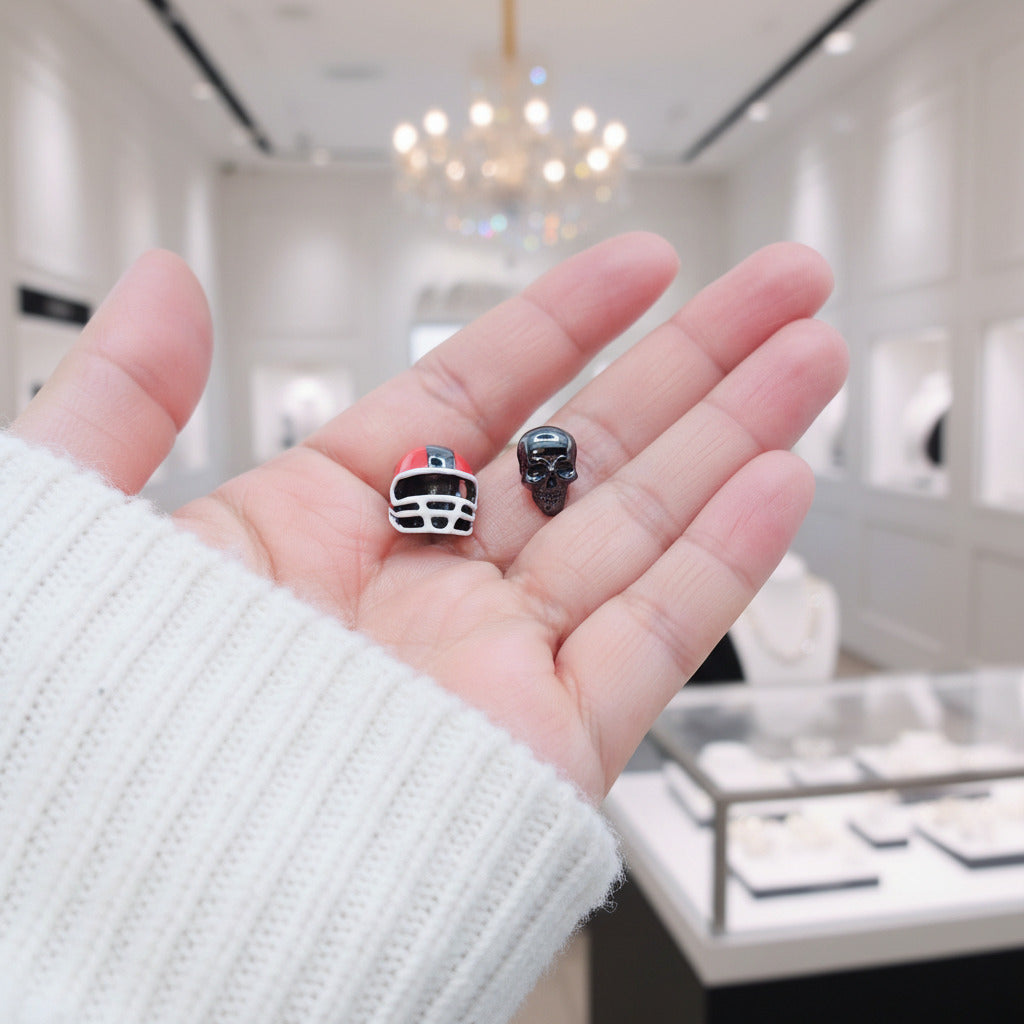 Black Skull and Helmet Gothic DIY Charm