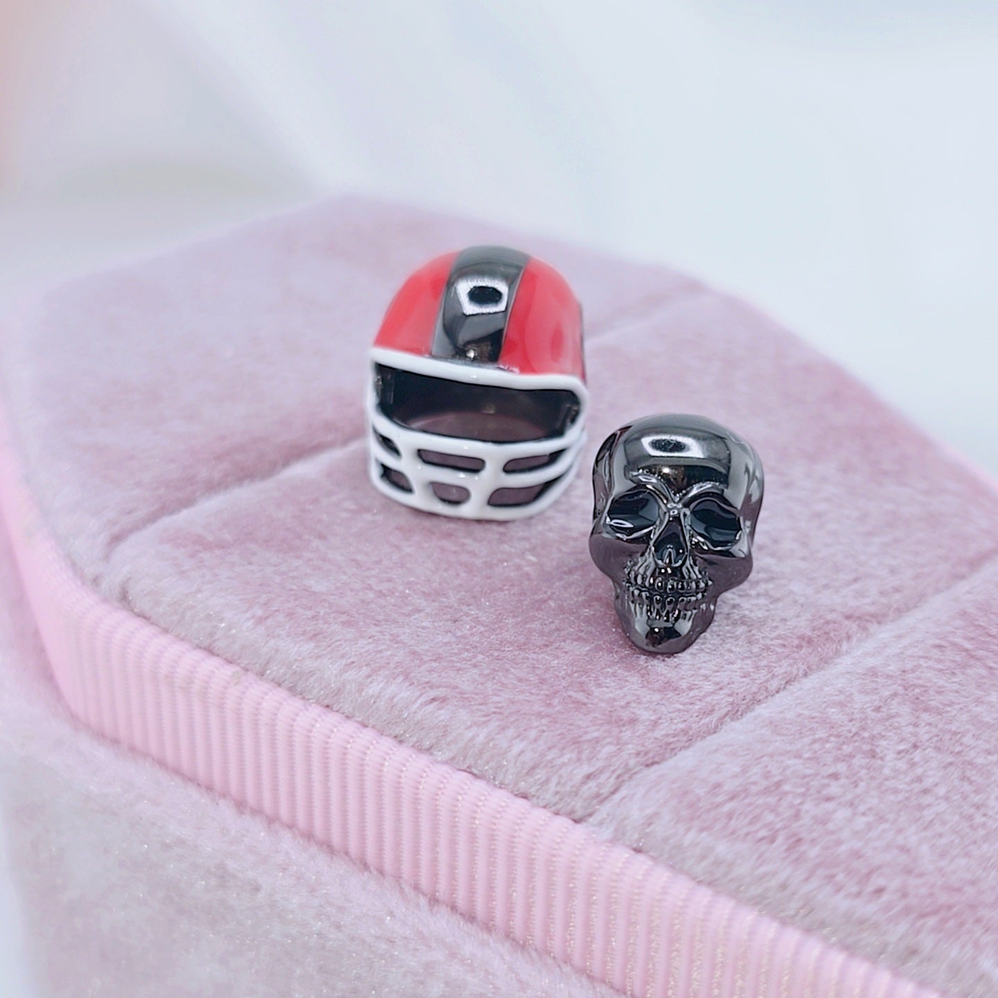 Black Skull and Helmet Gothic DIY Charm