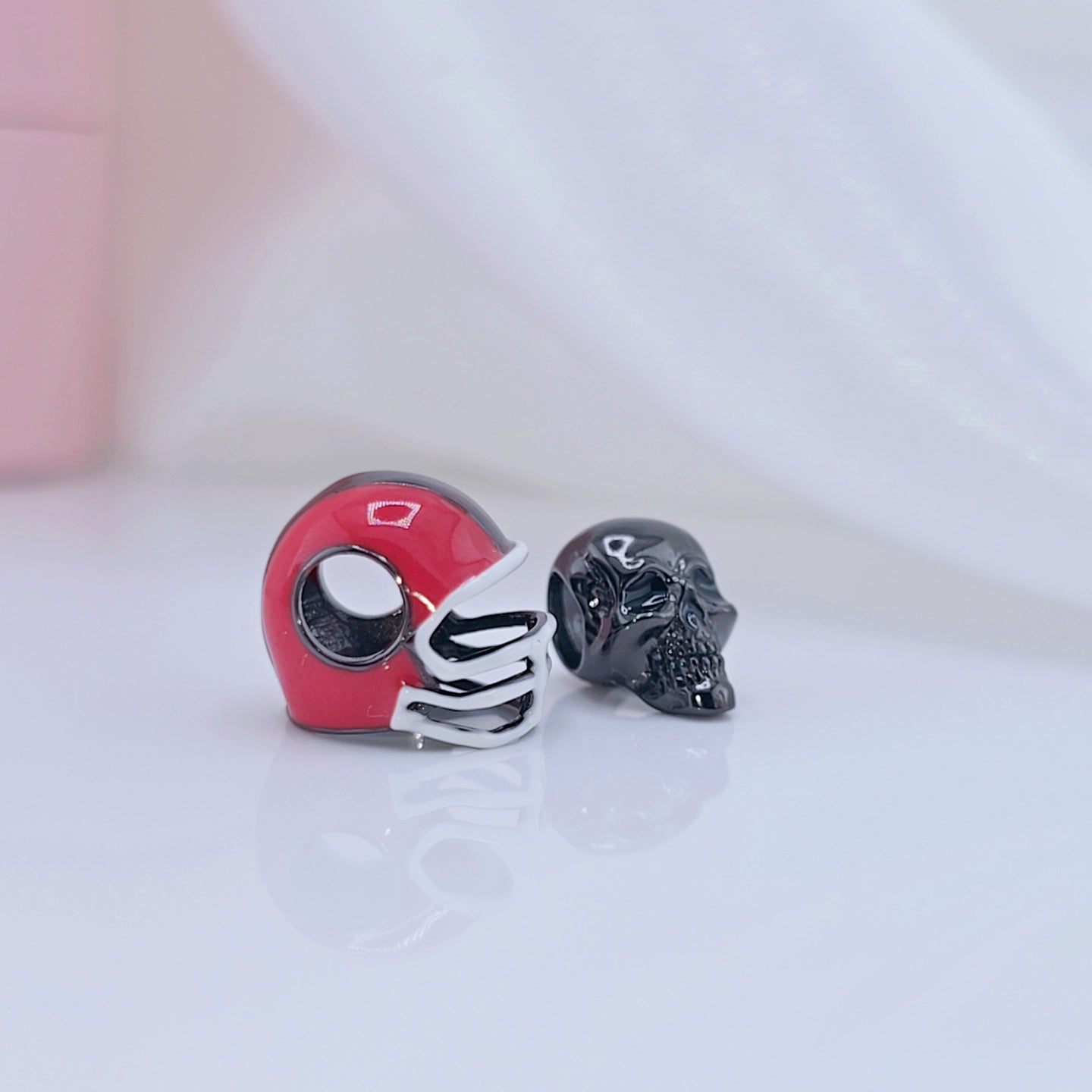Black Skull and Helmet Gothic DIY Charm
