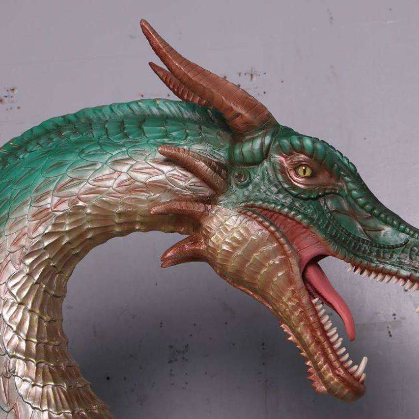 Large Green Dragon Standing Life Size Statue