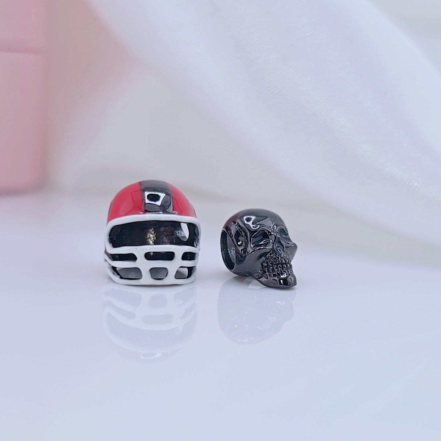 Black Skull and Helmet Gothic DIY Charm