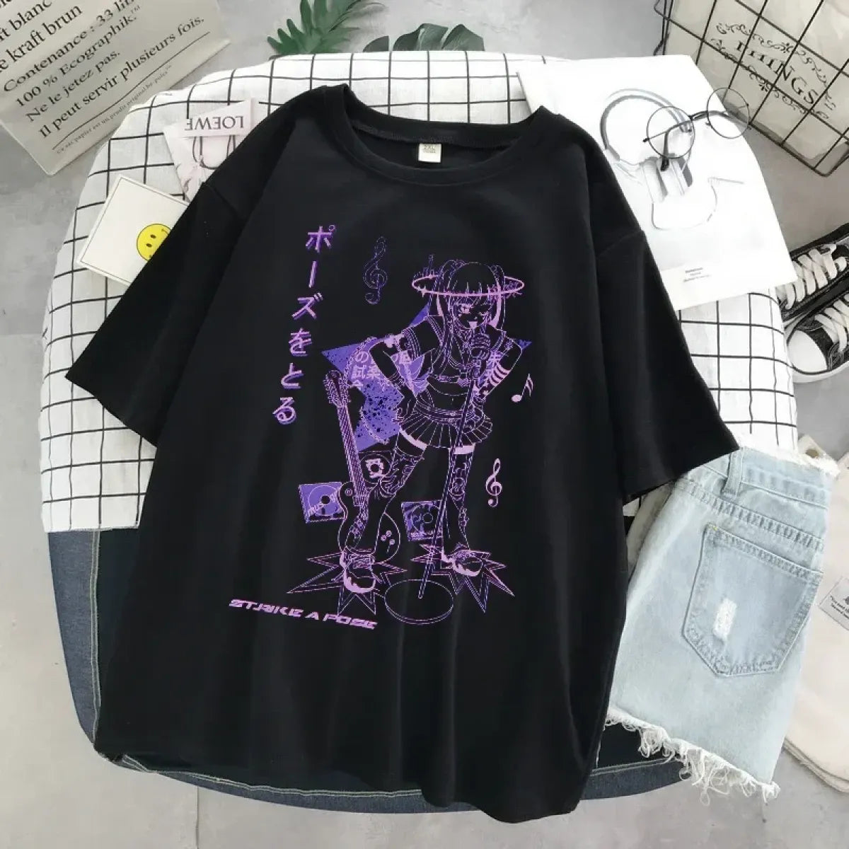 Rockstar Anime Girl Oversized Tee