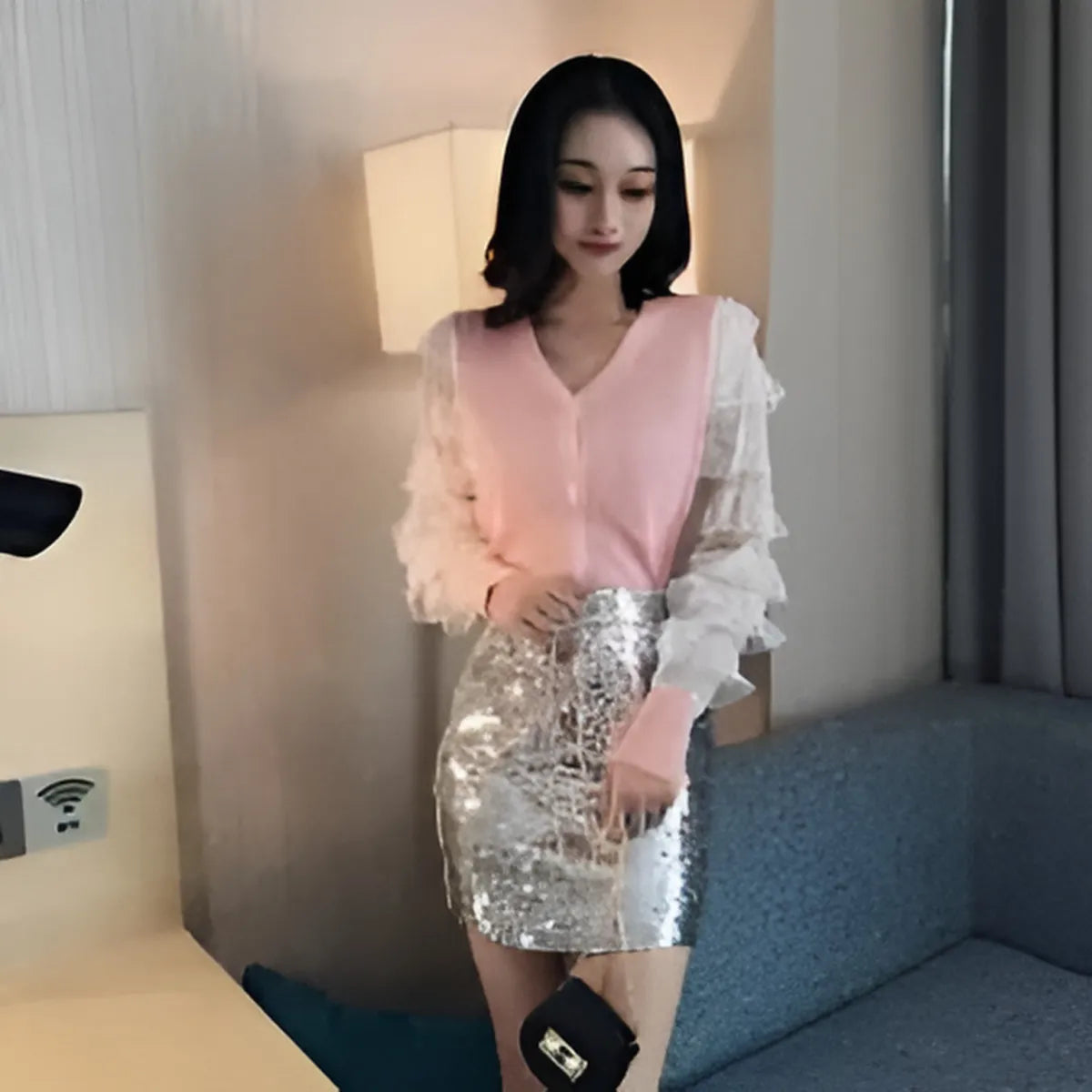 Ruffled Knitted Cardigan