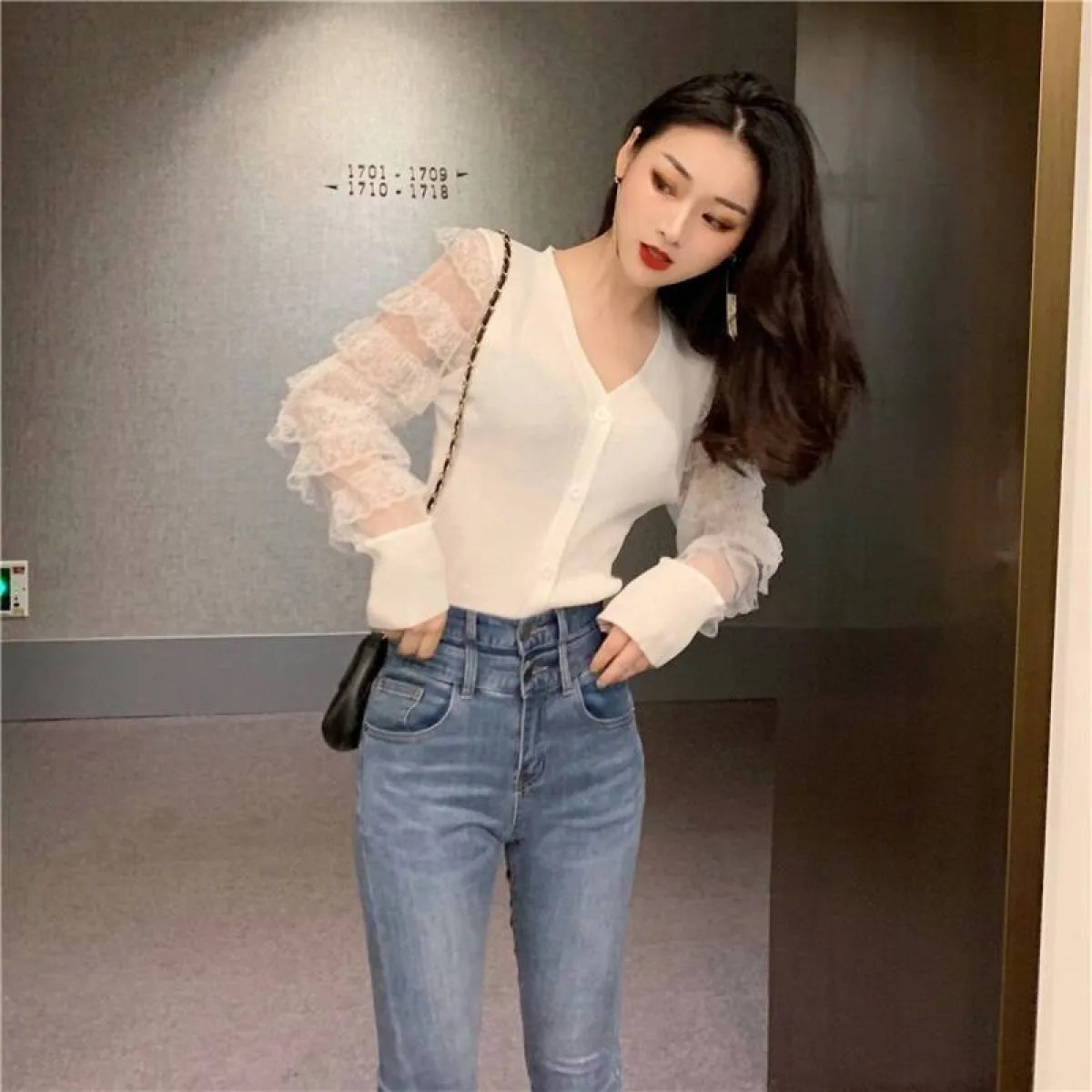 Ruffled Knitted Cardigan