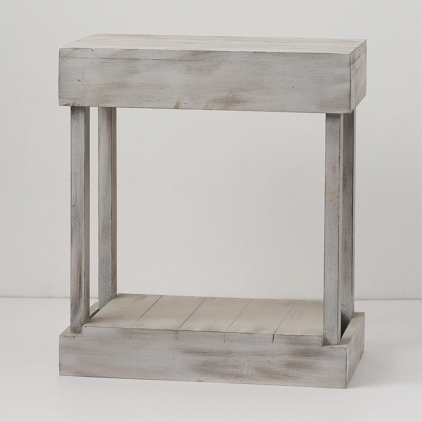 Rustic Wood Square Side Table with Shelf