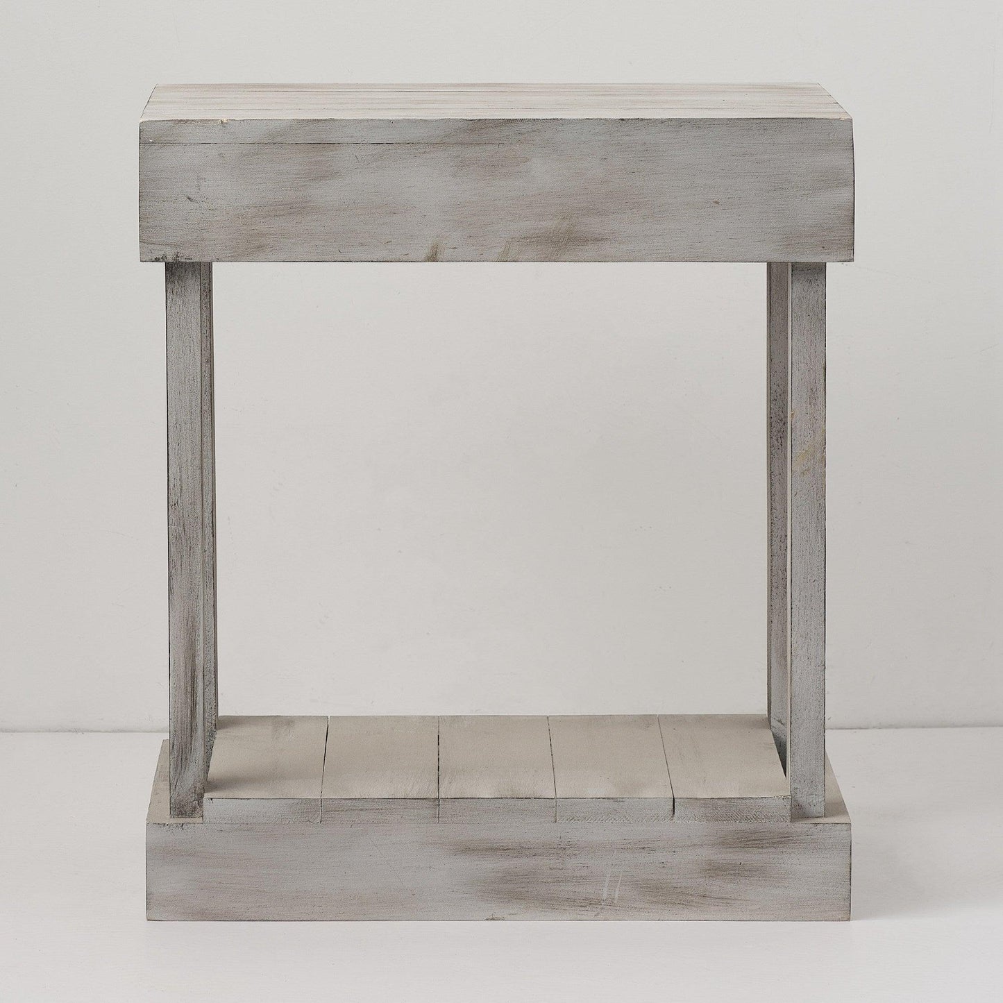 Rustic Wood Square Side Table with Shelf
