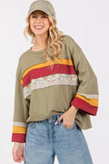 T-Shirts Trendsi SAGE+FIG Color Block French Terry Women's T-Shirt USA Shipped