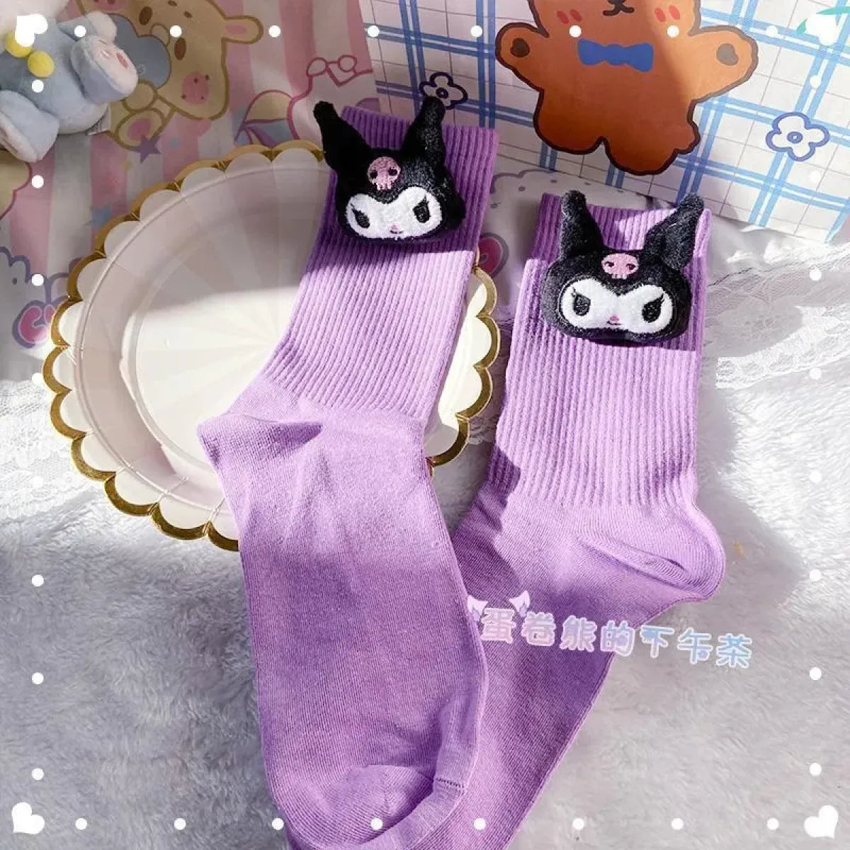 Sanrio Kuromi Doll Socks - Kawaii Anime Fashion