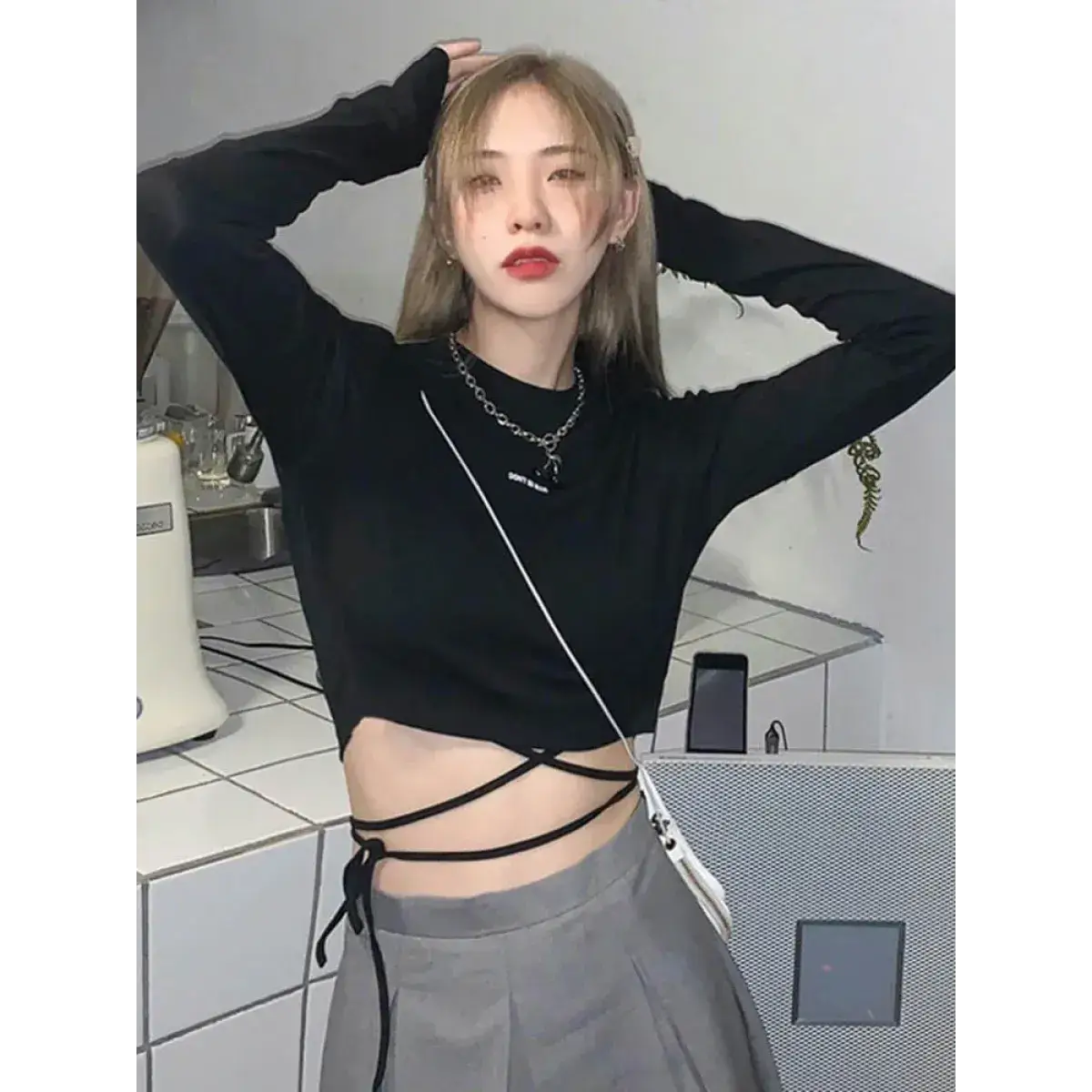 Sexy Crop Long Sleeve T-Shirt
