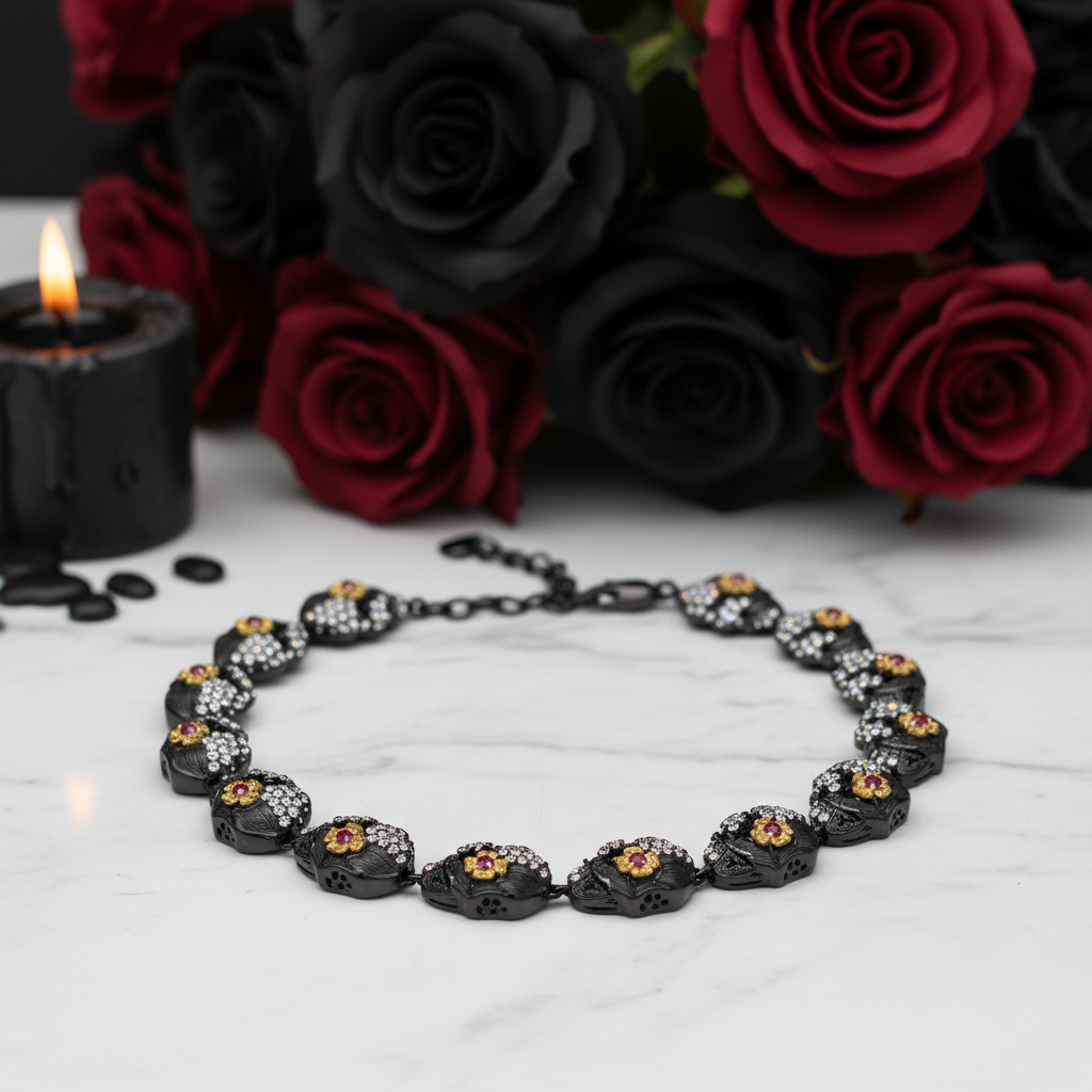 Shiny Gothic Skull Bracelet