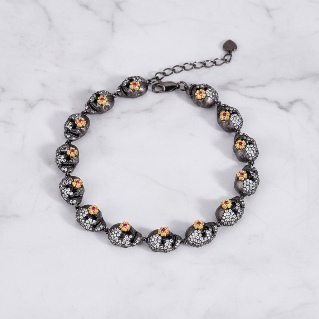 Shiny Gothic Skull Bracelet