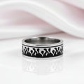 Silver & Black Gothic Flame Stainless Steel Ring