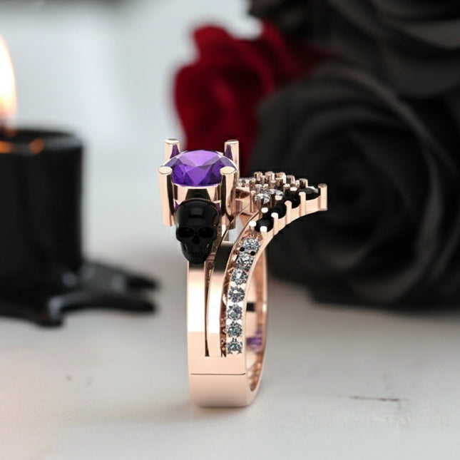 Soulmate- 1ct Violet Round Cut Created Diamond Option Gothic Ring