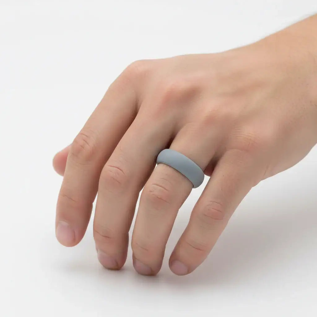 SHARK Silicone Ring for Men and Women Grey Comfort Fit Hypoallergenic Thorsten - 8mm