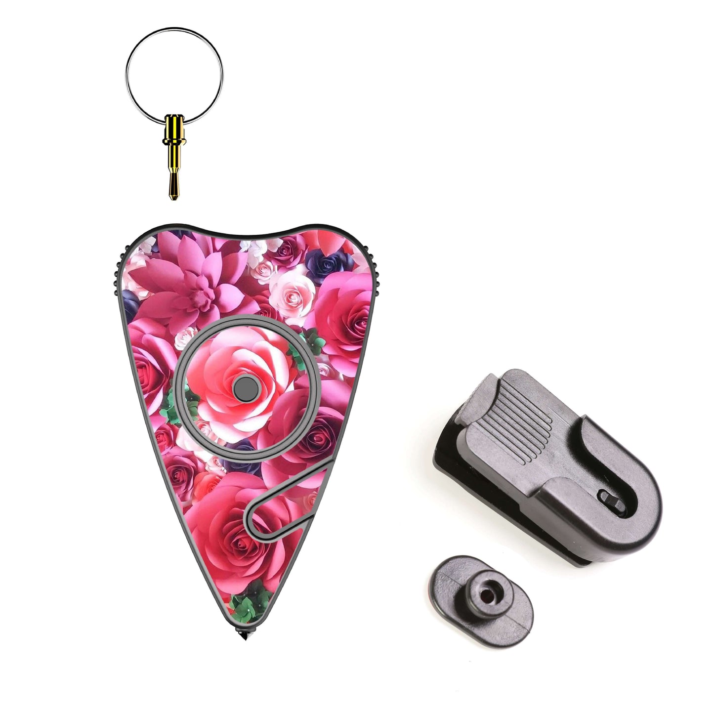 Stinger Stay Away Personal Safety Alarm Keychain Emergency Tool: Siren Alarm, Seat Belt Cutter, Glass Breaker (Pink Rose)