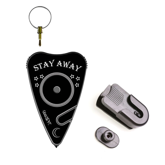 Stinger Stay Away Personal Safety Alarm Keychain Emergency Tool: Siren Alarm, Seat Belt Cutter, Glass Breaker (Black Stay Away)