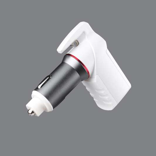 Stinger USB Car Charger Emergency Tool, Seatbelt Cutter, Spring-Loaded Car Window Breaker (White)