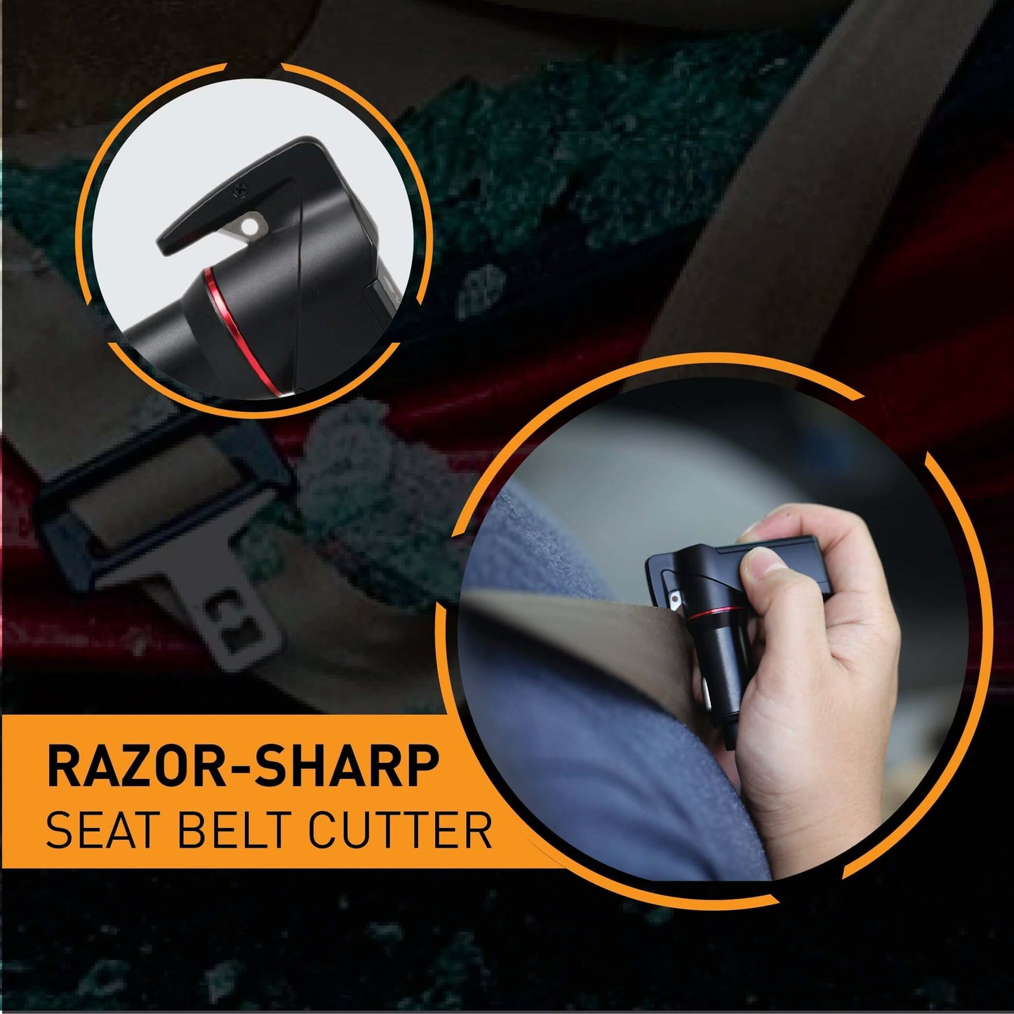 Stinger USB Car Charger Emergency Tool, Seatbelt Cutter, Spring-Loaded Car Window Breaker (Red Punisher)