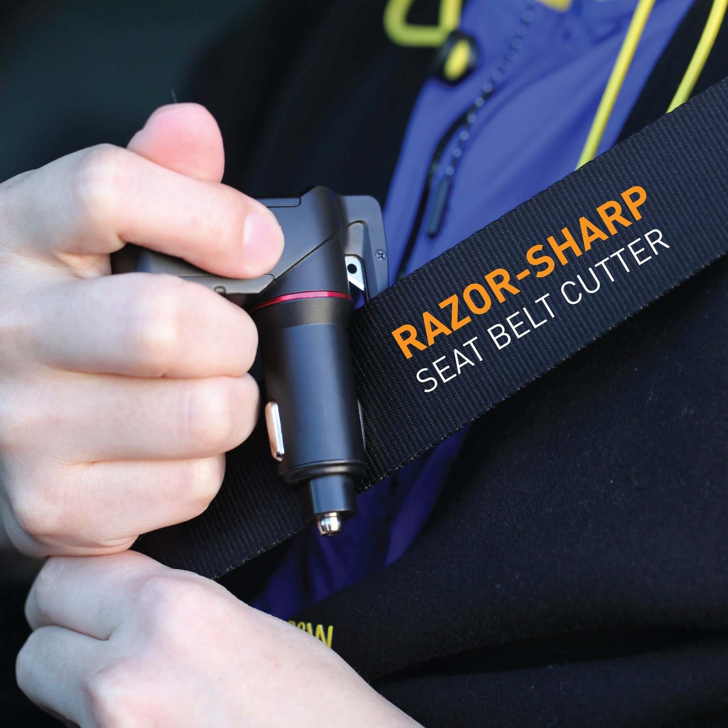 Stinger USB Car Charger Emergency Tool, Seatbelt Cutter, Spring-Loaded Car Window Breaker (Red Punisher)