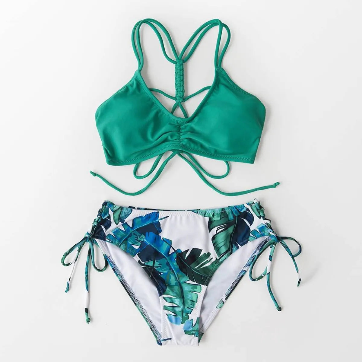 Lace-Up Strappy Bikini Set