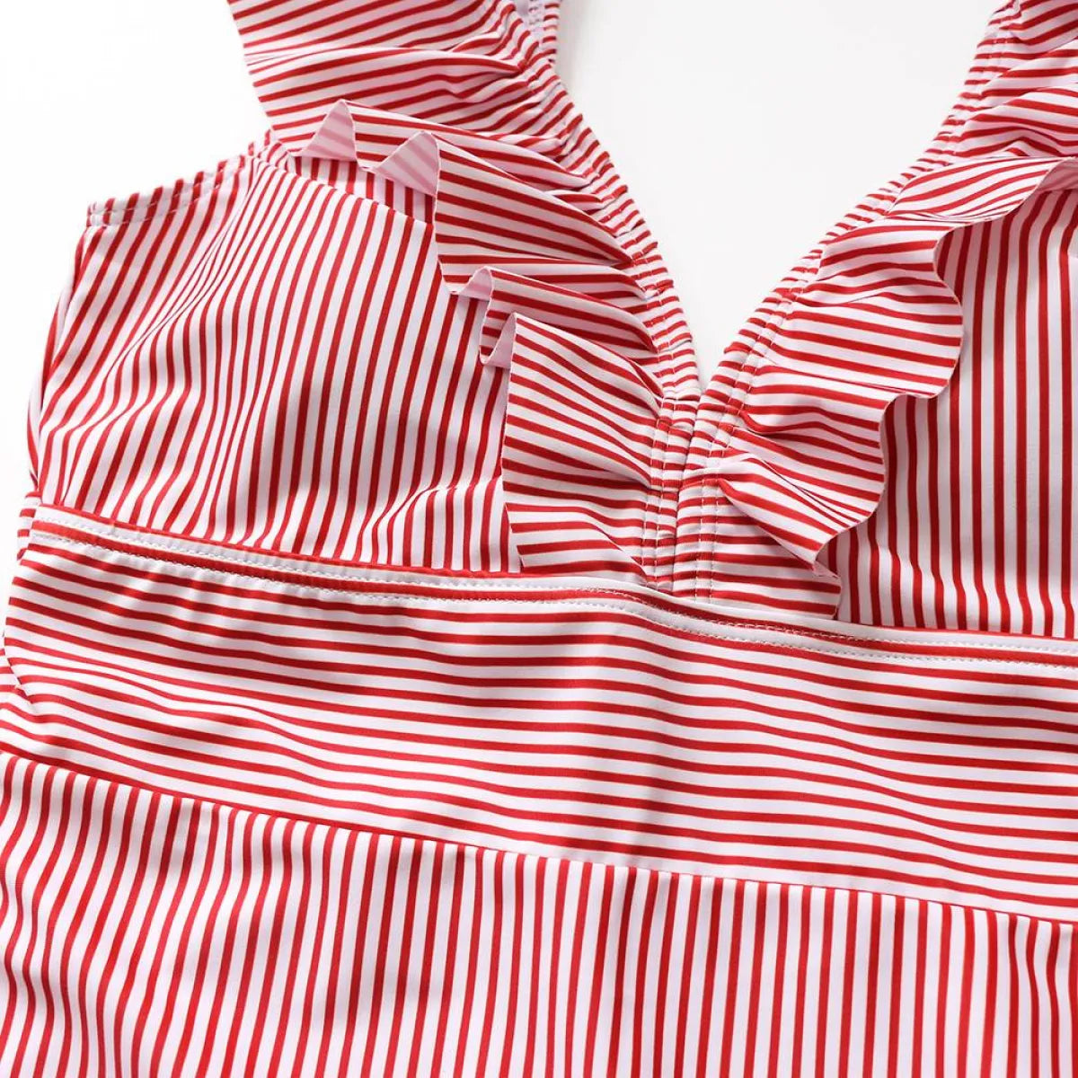 Striped Ruffled Swimsuit